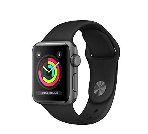 Apple Watch Series 3 (GPS, 38mm) Boîtier en Aluminium Gris Sidéral - Bracelet Sport Noir