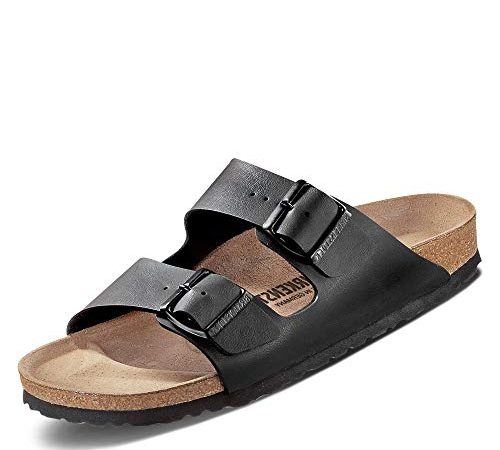 Birkenstock Arizona Birko-Flor Hommes Femmes Noir Cuir Sandales-EU 42