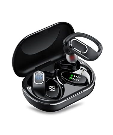 Ecouteur Bluetooth 5.1 Sport, IPX7 Etanche Écouteur sans Fil, Casque Bluetooth Stéréo HiFi avec Microphone, Écran LED, 80H de Récréation pour Le Sport et Le Travail