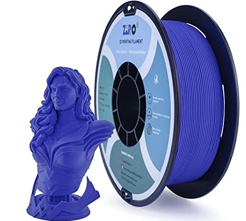 Filament PLA mat ZIRO 1,75mm, filament pour imprimante 3D 1KG, PLA haute ténacité, précision dimensionnelle +/- 0,03mm,Bleu