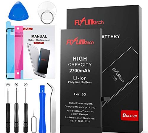 FLYLINKTECH 2700mAh Batterie pour iPhone 6, Remplacement capacité Plus élevée Que Les Autres Batteries, Dernière Version, Outils de réparation Professionnels complets