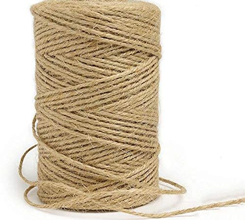 Fyuanyimas 100M Ficelle de Jute,Ficelle de Jardin,Corde de Jute Naturelle,Arts Artisanat Ficelle, pour Jardinage,Décoration,L'emballage Cadeau,Arts Créatifs