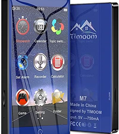 HOCO M7 Lecteur MP3 Bluetooth 5.0 Haute Résolution écran Tactile Complet, 4 Pouces MP4 Baladeur 32Go Musique Audio sans Perte HiFi avec Radio FM Vidéo Enregistreur Vocal Extensible jusqu'à 128 Go