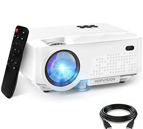 HOPVISION Retroprojecteur,6500 Lumens Mini Projecteur 1080P Full HD,Vidéoprojecteur avec 240" Display, Projecteur Portable 90000 Heures Compatible avec HDMI/USB/SD/AV/VGA