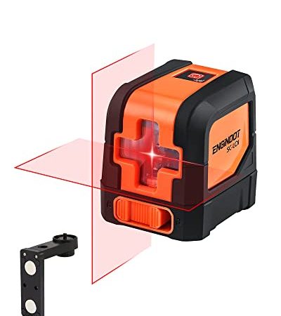 Laser à ligne croisée, laser à ligne auto-nivelante ENGiNDOT, 2 modes, rotation à 360°, niveau laser rouge 15M trou de montage universel 1/4" avec support magnétique, étui de protection et 2 piles AA