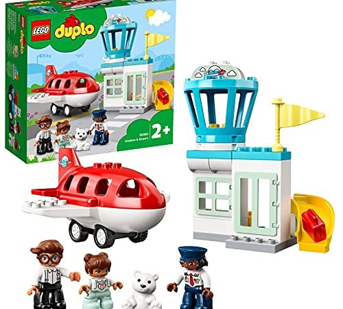 LEGO 10961 Duplo Town Avion et aéroport Jouet Enfant 2 Ans avec Figurine de Pilote