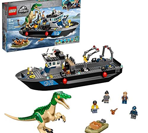 LEGO 76942 Jurassic World L’Évasion en Bateau du Baryonyx, Dinosaure Bateau Jouet Enfants dès 8 Ans Garçon et Fille