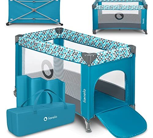 LIONELO Stefi lit bebe parc bebe jusqu'à 15 kg, entrée latérale, dispositif de protection contre le pliage accidentel LockGuard, système de pliage rapide, sac de transport