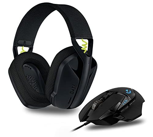 Logitech G502 Hero Souris Gamer Filaire Haute Performance, Noire, with G435 Lightspeed et Bluetooth sans Fil Casque Gaming, Noir