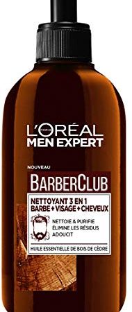 L'Oréal Men Expert - BarberClub - Nettoyant 3 en 1 Barbe Visage Cheveux Homme - À L'Huile Essentielle de Bois de Cèdre - 200 ml