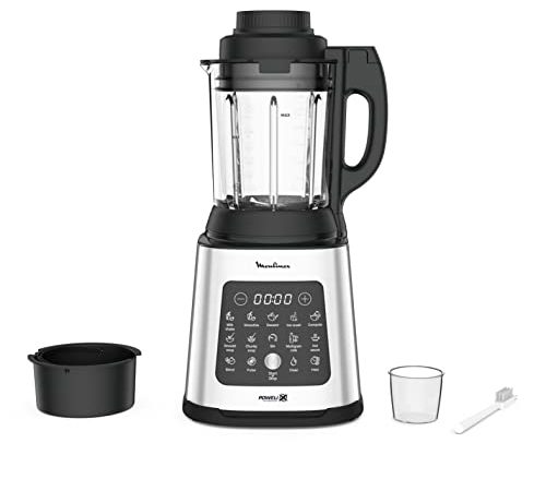 Moulinex Perfectmix Cook Blender chauffant, 10 programmes automatiques, Lames amovibles, Fonction nettoyage en profondeur, Moteur 1400 W haute performance, Panier vapeur, Cuisine saine LM83SD10