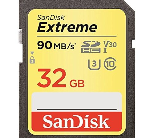 Pack de 2 Cartes Mémoire SDHC Sandisk Extreme 32 Go jusqu'à 90 Mo/s, Classe 10, U3, V30