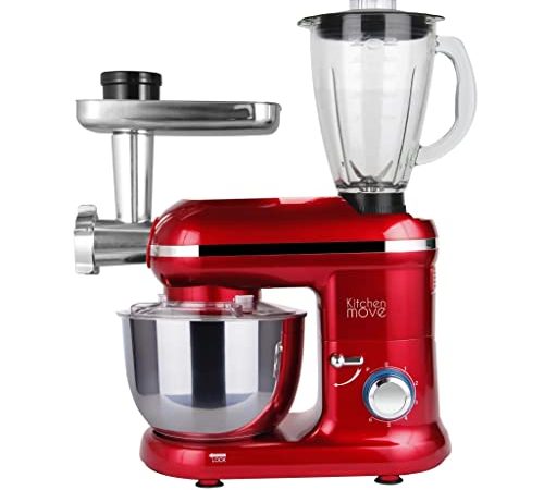 Robot patissier hachoir blender multifonction 1500W bol 5.5L DALLAS PRO Rouge acier