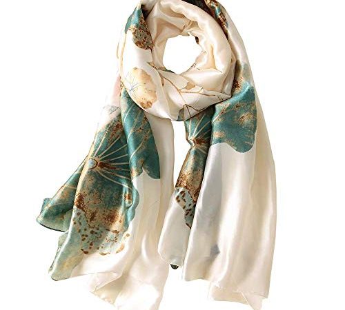 Silk Scarf Women Chiffon Shawl Lotus Scarf Neckerchief Long Head Wrap Thin Scarf Beach Women Hijab Belt Vintage Bridal Shawl Binder Chiffon Scarf Colorful Cloth White écharpe dames châle mariage