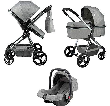 Star Ibaby City Plus Poussette 3 en 1 jusqu’à 22 kg avec siège auto Groupe 0+, sac maternel et chancelière