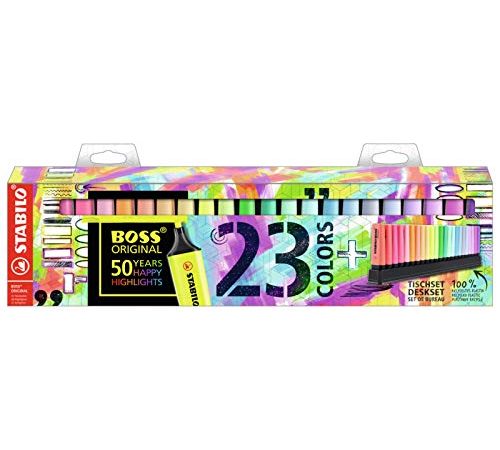 Surligneur STABILO BOSS ORIGINAL - Set de bureau x 23 surligneurs - fluo et pastel assortis