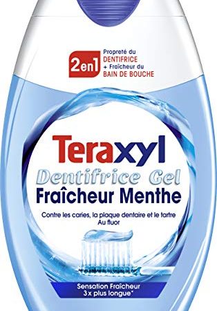 Teraxyl - Dentifrice Gel 2 en 1 - Dentifrice + Bain de bouche - Fraîcheur Menthe - Sensation fraîcheur - Formule au Fluor - Tube de 75 ml