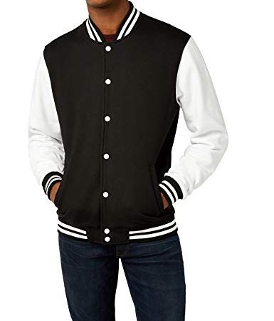 Urban Classics 2-Tone College Sweatjacket Sweat-Shirt, Multicolore (Blk/WHT), XL Homme