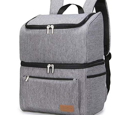 Lifewit Sac de Pique-Nique Sac à Dos Isotherme à Glacière Cooler Backpack Bag, Sac Isotherme Portable pour Déjeuner Plage Pique-Nique Camping BBQ (18L Gris)