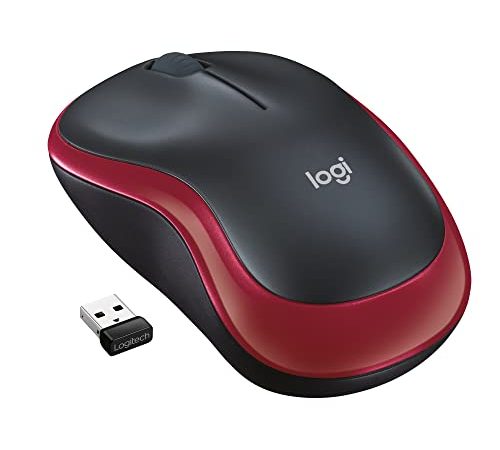 Logitech M185 Souris Sans Fil, 2.4 GHz avec Mini Récepteur USB, Longévité de la Pile 12 Mois, Résolution du Capteur 1000 PPP, Ambidextre, Compatible PC, Mac, Ordinateur Portable - Rouge