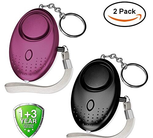 Abree Lot de 2 Alarme Personnelle Porte-clés 140 DB Police Approuvé Mini Loud Auto Defense Keychain avec Torche Alarme de Sécurité pour Femme Enfants Personnes Agées Aventurier