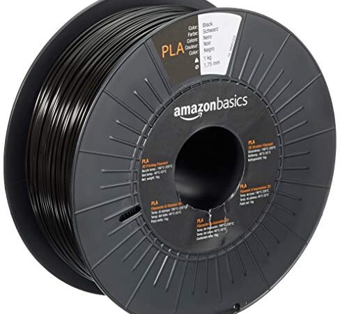 Amazon Basics Filament PLA pour imprimante 3D, 1,75 mm, Noir, Bobine, 1 kg