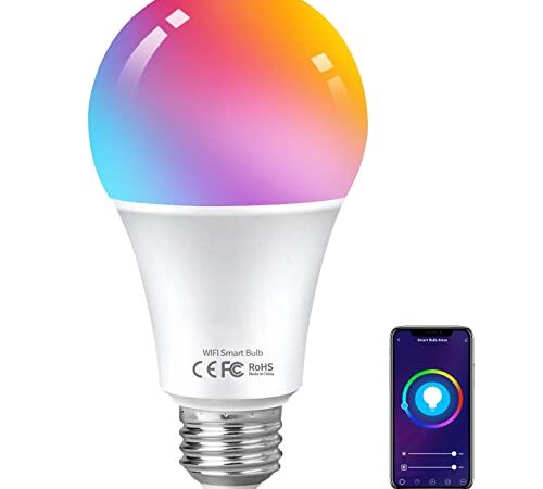 Ampoule Intelligente Wifi Led Smart Bulb E27, RGB Ampoule Connectee Alexa 10W 1000LM, Compatible Avec Alexa/Google Home/Siri, Aucun Hub Requis, 1 Pack