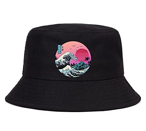 Bob 90 s Grande Vague rétro Anime Seau Chapeau Ulzzang Streetwear Coton Camisetas Hombre Hommes Vaporwave drôle Seau Chapeau