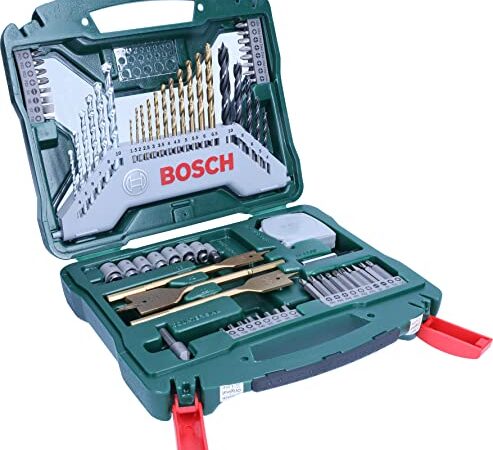 Bosch Accessories 70 pièces Ensemble de forets et de tournevis en titane X-Line (pour bois, pierre et métal, accessoires perceuses)