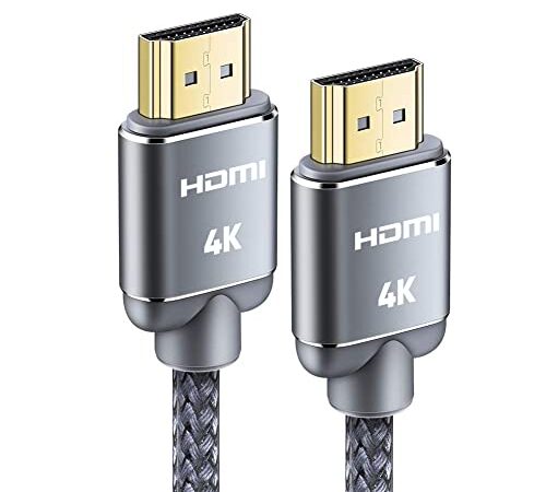 Câble HDMI 4K 2m - Snowkids Câble HDMI 4K@60Hz Haute vitesse par Ethernet en Nylon Tressé Supporte 3D/ Retour Audio - Cordon HDMI pour Lecteur Blu-Ray/ PS3/ PS4/ TV 4K /Ecran