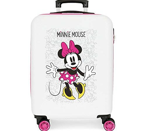 Disney Minnie Enjoy the Day Valise Trolley Cabine Blanc 40x55x20 cms Rigide ABS Serrure à combinaison 34L 2,8Kgs 4 roues doubles Bagage à main