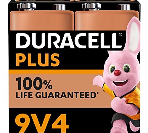 Duracell - Piles alcalines 9V Plus, 6LR61, paquet de 4