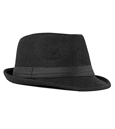 FBBULES Chapeau Fedora Feutre Imperméable Chapeau de Jazz Chapeau Trilby Pliable Style Rétro à Bords Roulés Casquettes Souples Chapeaux Melon - Femme Homme Noir Taille Unique