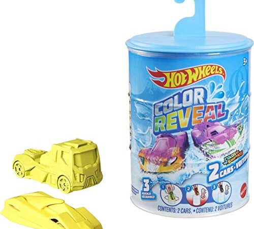 Hot Wheels Color Reveal, deux voitures mystère qui changent de couleur dans l'eau, modèle aléatoire, jouet pour enfant, GYP13