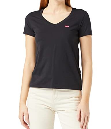 Levi's Perfect V Neck T-Shirt Femme,Noir (Caviar 0003) , Medium