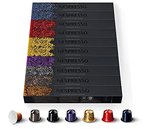 Nespresso Original - Assortiment Ispirazione Italiana 100 Capsules - 20x Palermo Kazaar, 10x Ristretto Italiano, 10x Firenze Arpeggio, 20x Napoli, 20x Venezia, 10x Roma, 10x Genova Livanto