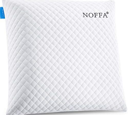 NOFFA Oreiller à Mémoire de Forme 56 x 56 x 12 cm, Grand Coussin Canape, Housse Qui s'enlève et Se Lave