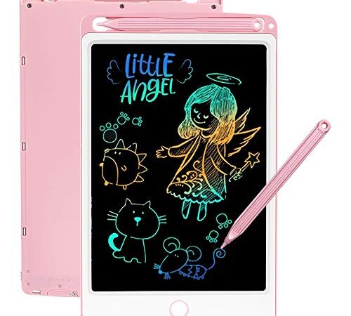 SCRIMEMO LCD Tablette D'écriture 8.5 Pouces Coloré, Ardoise Magique, Jouets pour Enfants, Jouet Filles 3-10 Ans, l'écriture et Le Dessin sans Papier Adultes électronique Memo Board (Rose)