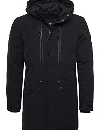 Superdry Homme Parka en Duvet imperméable Noir Chiné XXL