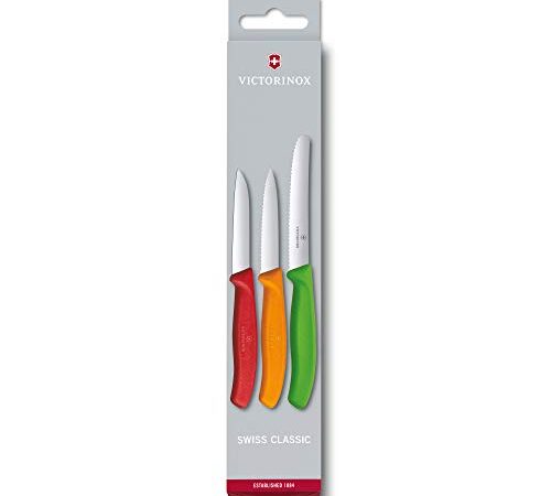 Victorinox Swiss Classic Set de Couteaux d’Office, 3 Pièces, Inoxydable, Passe au Lave-Vaisselle, Coloré