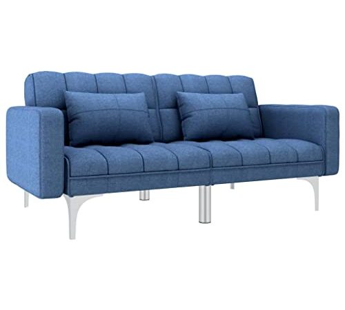 vidaXL Canapé-lit Canapé Convertible Sofa de Salon Sofa Convertible Canapé de Salon Sofa de Salle de Séjour Maison Intérieur Bleu Tissu