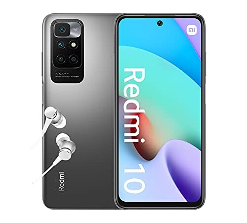 Xiaomi Redmi 10 - Smartphone 4+64GB, 6,5” FHD+ 90Hz DotDisplay, MediaTek Helio G88, 50MP AI quad Camera, 5000mAh, Gris Carbone ( Version française + 2 ans garantie)