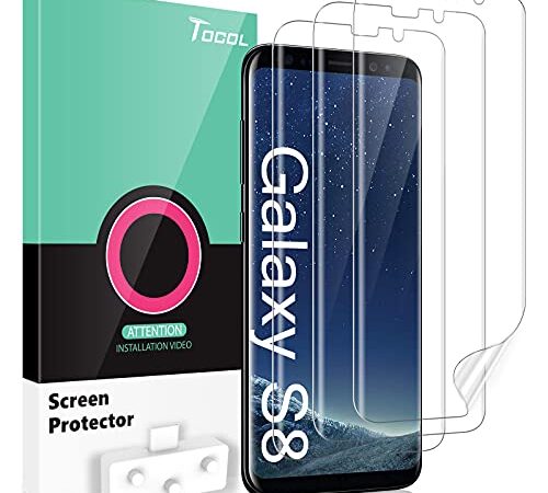 TOCOL 3 Pièces Protection écran Compatible avec Samsung Galaxy S8 TPU Souple Film Résistant aux Rayures HD Clair Facile à Installer