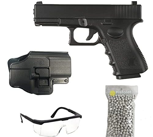 2EAGLE Pack Airsoft Pistolet modèle Galaxy G.15+ à Ressort/matière: métal/Puissance 0.5 Joule/livré avec Accessoires Noir 17x13x2.5cm