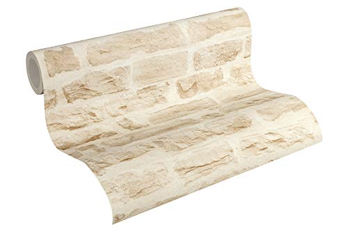 A.S. Création 355802 35580-2 Best of Wood'n Stone 2ème édition Papier peint intissé effet pierre naturelle Beige crème 10,05 x 0,53 m