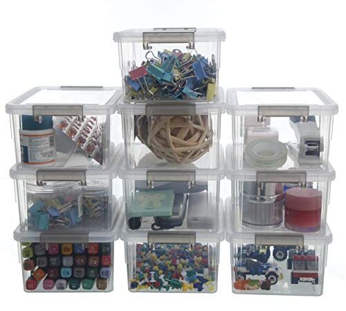 Citylife Lot de 10 Petite Boîtes de Rangement avec Couvercle Caisse Rangement Boîte Transparente Empilable Plastique Mini Boite Rangement