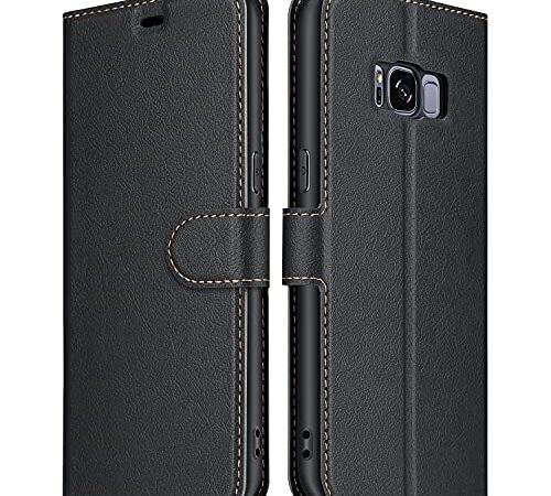 ELESNOW Coque pour Samsung Galaxy S8, Premium Portefeuille Étui Housse en Cuir Compatible avec Samsung Galaxy S8 (Noir)