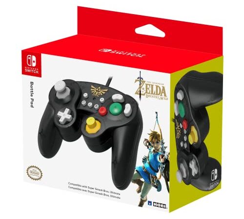 HORI Battle Pad (Zelda) - Manette USB style GameCube pour Switch - Officielle Nintendo