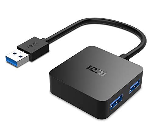 ICZI Hub USB 3.0 4 Ports, Data Hub pour Transfert de données 5Gb/s, Compatible avec Windows XP/Vista / 7/8 / 10, Mac OS, Linux (Noir)