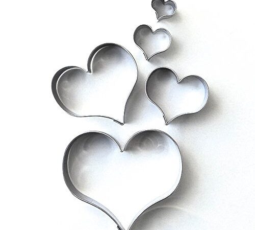 Lot de 5 emporte-pièces courbés et lisses en forme de cœur - Emporte-pièces en acier inoxydable